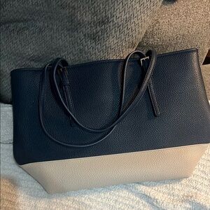 Two-Tone Black and Cream Tote Bag